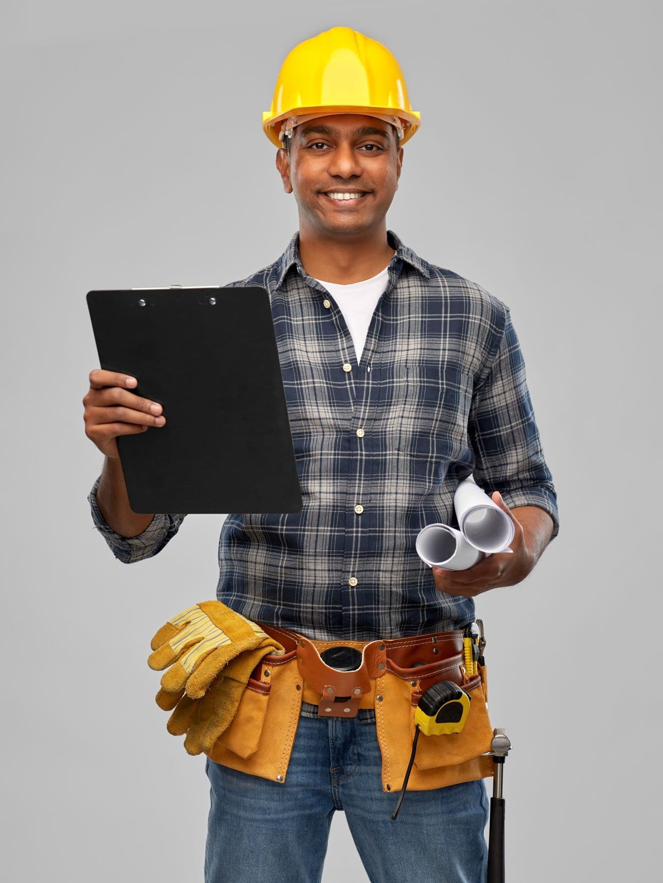 Smiling construction professional on site